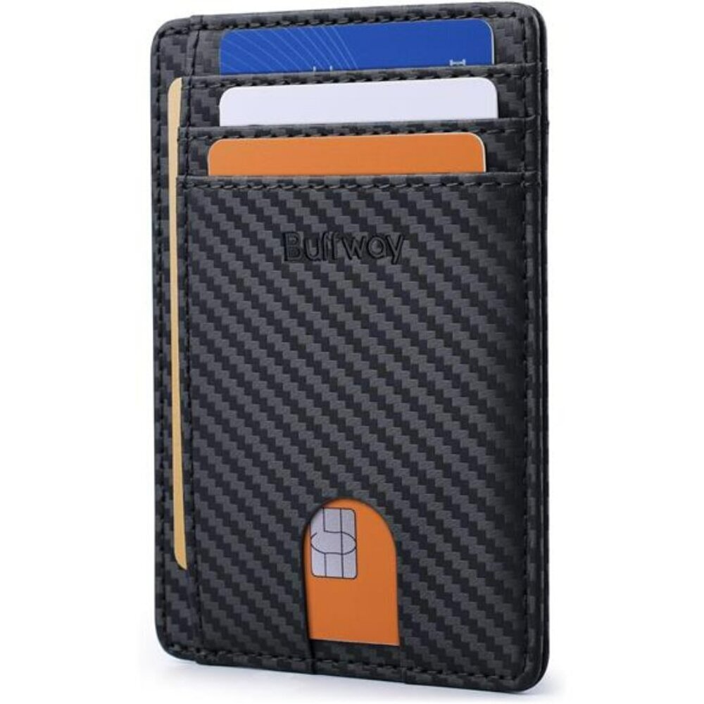Buffway RFID Leather Wallet Slim Minimalist Front Pocket Wallet for Men Women